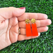 Load image into Gallery viewer, Mia Mini Earrings - Orange Glitter
