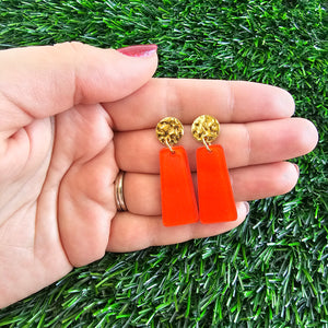 Mia Mini Earrings - Orange Glitter