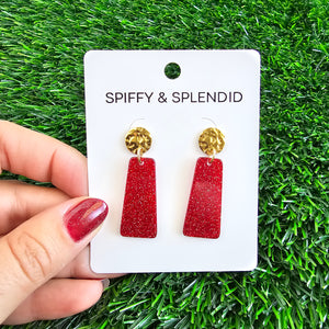 Mia Mini Earrings - Red Glitter