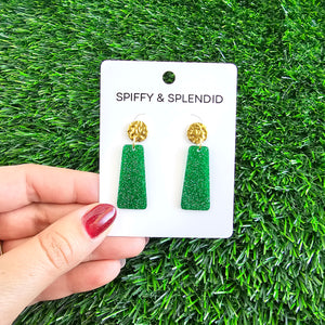 Mia Mini Earrings - Green Glitter