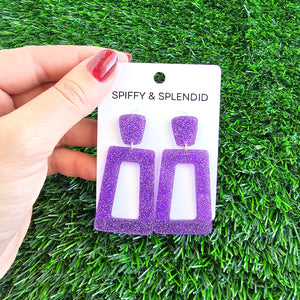 Avery Earrings - Purple Glitter