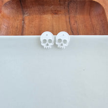 Load image into Gallery viewer, Skull Studs - White Glitter
