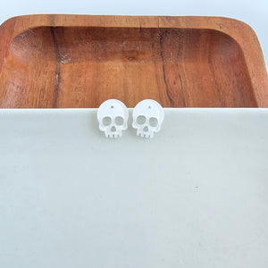 Skull Studs - White Glitter