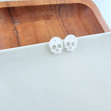 Load image into Gallery viewer, Skull Studs - White Glitter
