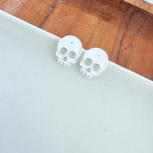 Load image into Gallery viewer, Skull Studs - White Glitter
