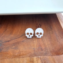 Load image into Gallery viewer, Skull Studs - White Glitter
