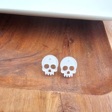 Load image into Gallery viewer, Skull Studs - White Glitter
