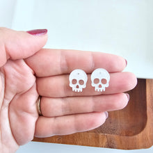 Load image into Gallery viewer, Skull Studs - White Glitter
