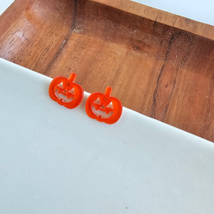 Jack O' Lantern Pumpkin Studs - Orange Glitter