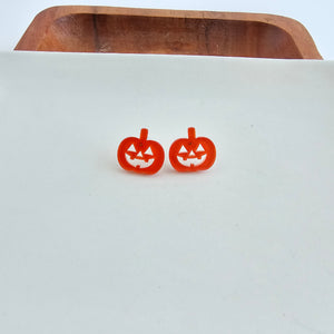 Jack O' Lantern Pumpkin Studs - Orange Glitter