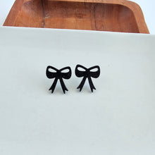 Load image into Gallery viewer, Bow Studs - Black Glitter
