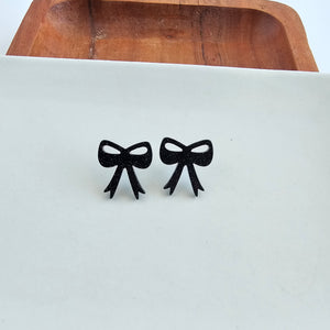 Bow Studs - Black Glitter