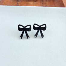 Load image into Gallery viewer, Bow Studs - Black Glitter
