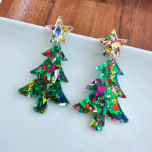 Load image into Gallery viewer, Christmas Tree Earrings - Green Sparkle
