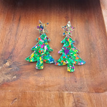 Load image into Gallery viewer, Christmas Tree Earrings - Green Sparkle
