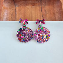 Load image into Gallery viewer, Christmas Ornament Earrings - Light Pink Sparkle
