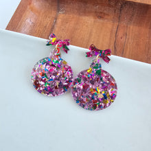 Load image into Gallery viewer, Christmas Ornament Earrings - Light Pink Sparkle
