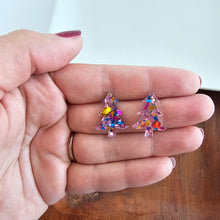 Load image into Gallery viewer, Christmas Tree Studs - Light Pink Sparkle
