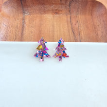 Load image into Gallery viewer, Christmas Tree Studs - Light Pink Sparkle
