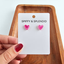 Load image into Gallery viewer, Hand Drawn Heart Studs - Hot Pink
