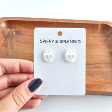 Load image into Gallery viewer, Skull Studs - White Glitter
