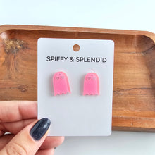 Load image into Gallery viewer, Ghost Studs - Pink Glitter
