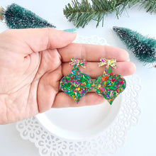 Load image into Gallery viewer, Christmas Ornament Earrings - Green Sparkle
