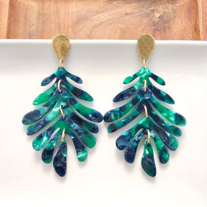 Palm Earrings - Dark Green