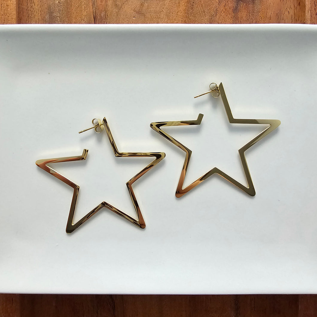 Luxe Star Hoops - Gold