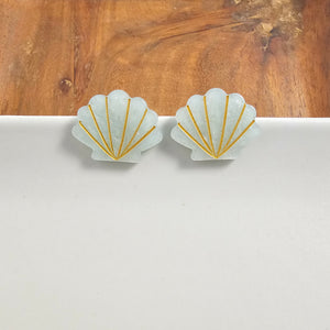 Seashell Studs - Seafoam Pearl