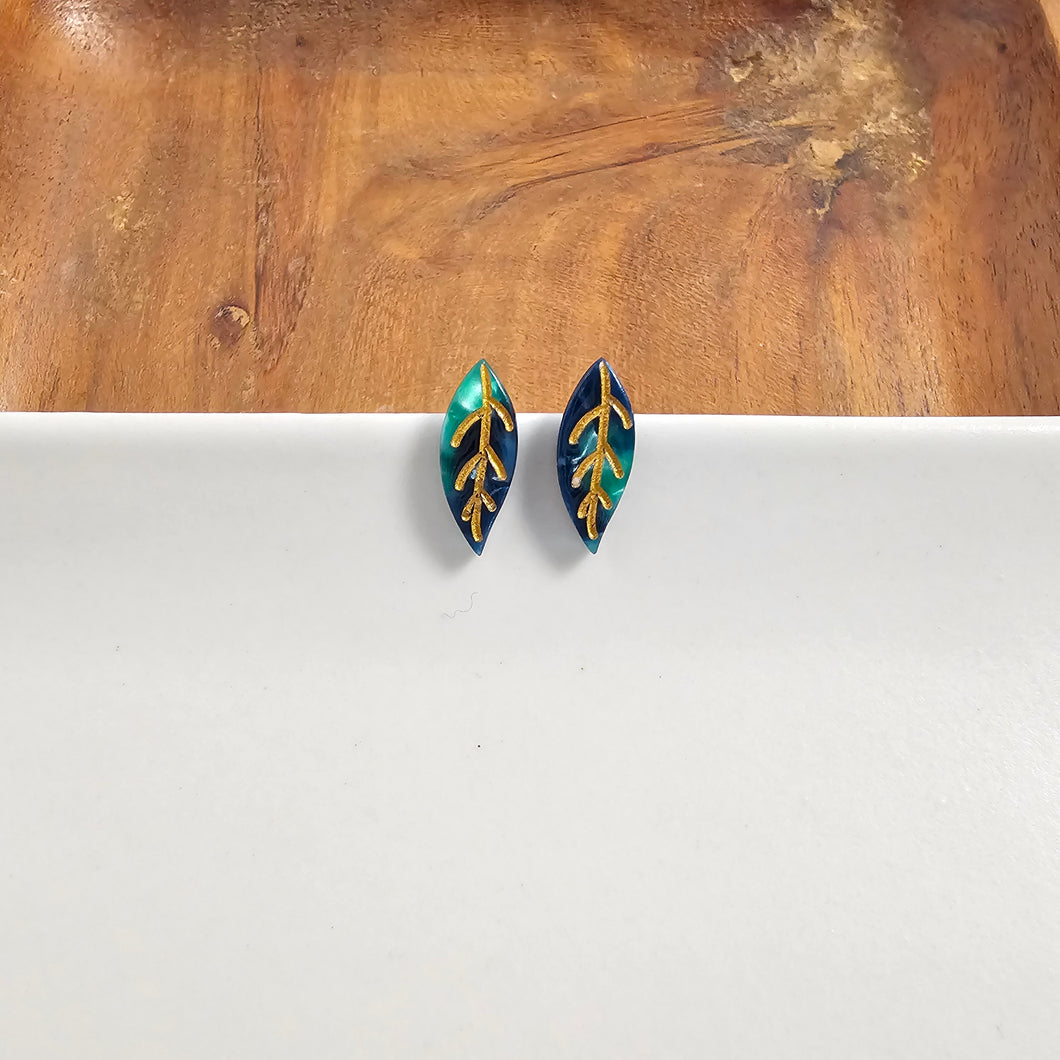 Leaf Studs - Dark Green