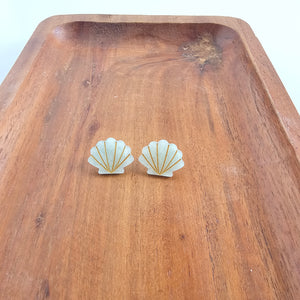 Seashell Studs - Seafoam Pearl