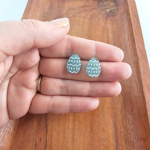 Easter Egg Studs - Pastel Blue Glitter