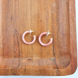 Cam Mini Hoops - Rose Quartz