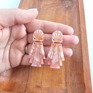 Lucille Earrings - Rose Quartz