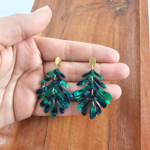 Petite Palm Earrings - Dark Green