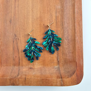 Petite Palm Earrings - Dark Green