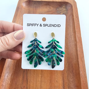 Petite Palm Earrings - Dark Green