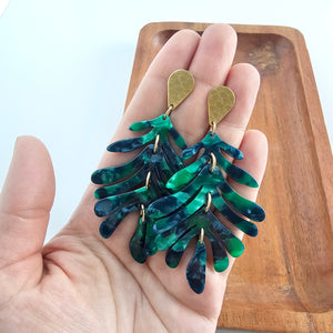 Palm Earrings - Dark Green