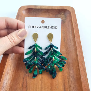 Palm Earrings - Dark Green