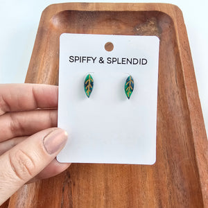 Leaf Studs - Dark Green