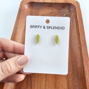 Leaf Studs - Fern Green