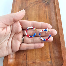 Load image into Gallery viewer, Cam Mini Hoops - Red, White &amp; Blue
