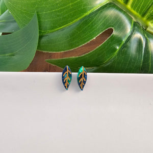 Leaf Studs - Dark Green