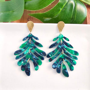 Palm Earrings - Dark Green