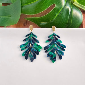 Petite Palm Earrings - Dark Green