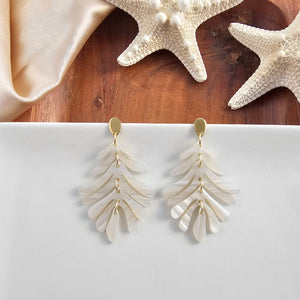 Petite Palm Earrings - Seashell