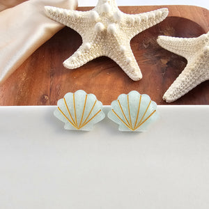 Seashell Studs - Seafoam Pearl