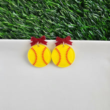 Load image into Gallery viewer, Bow Softball Earrings
