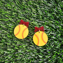 Load image into Gallery viewer, Bow Softball Earrings
